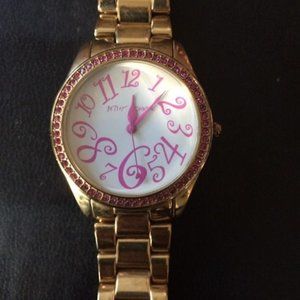 Betsey Johnson Gold and Pink Watch